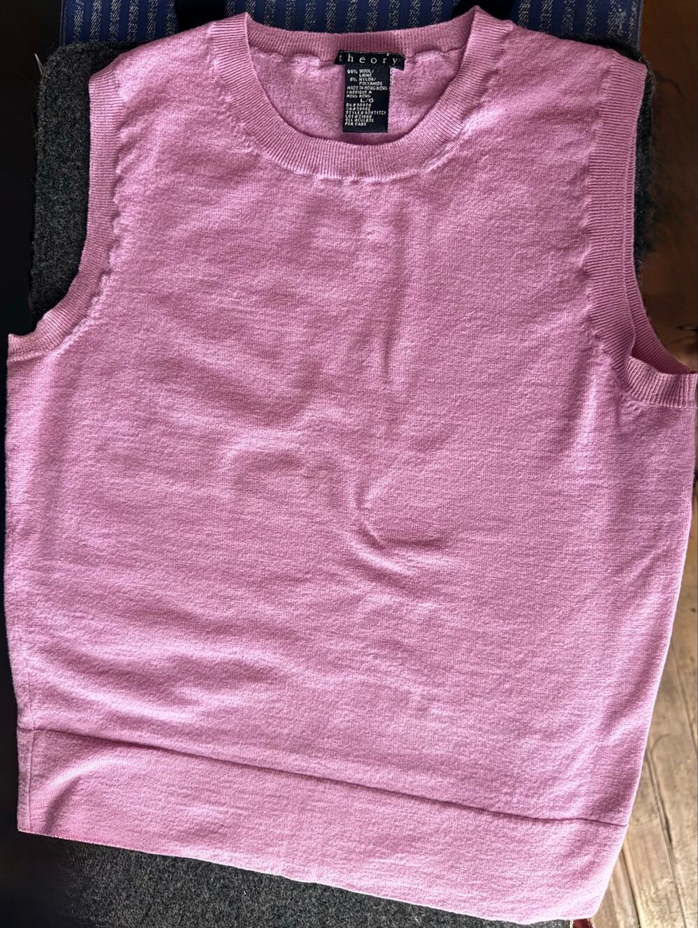 Theory Vintage Y2K Wool Knit Sleeveless Sweater Vest Top Pink Women's Size L